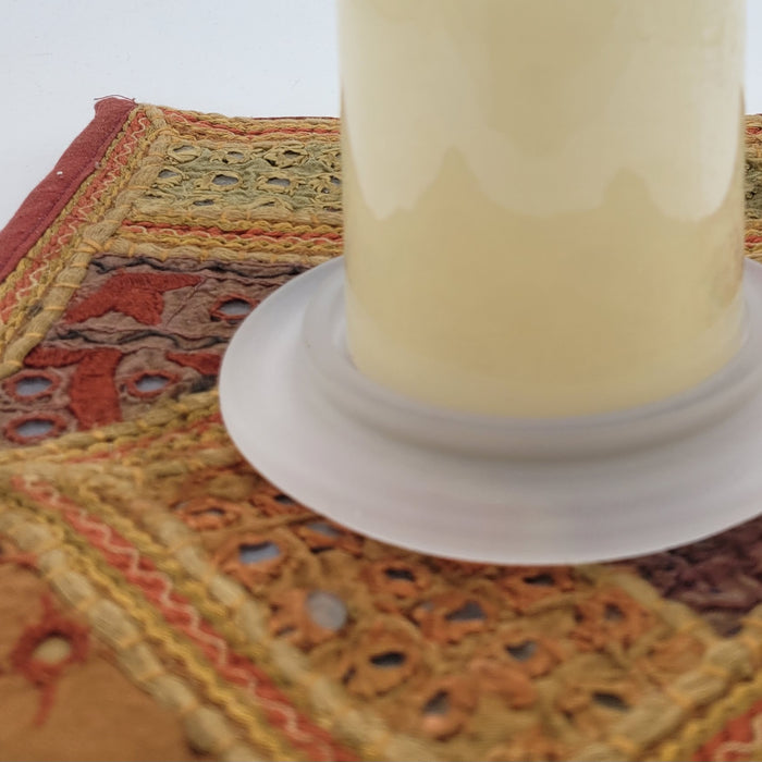 Frosted Glass Pillar Candle Stand - Fits Up To 9.5cm Diameter