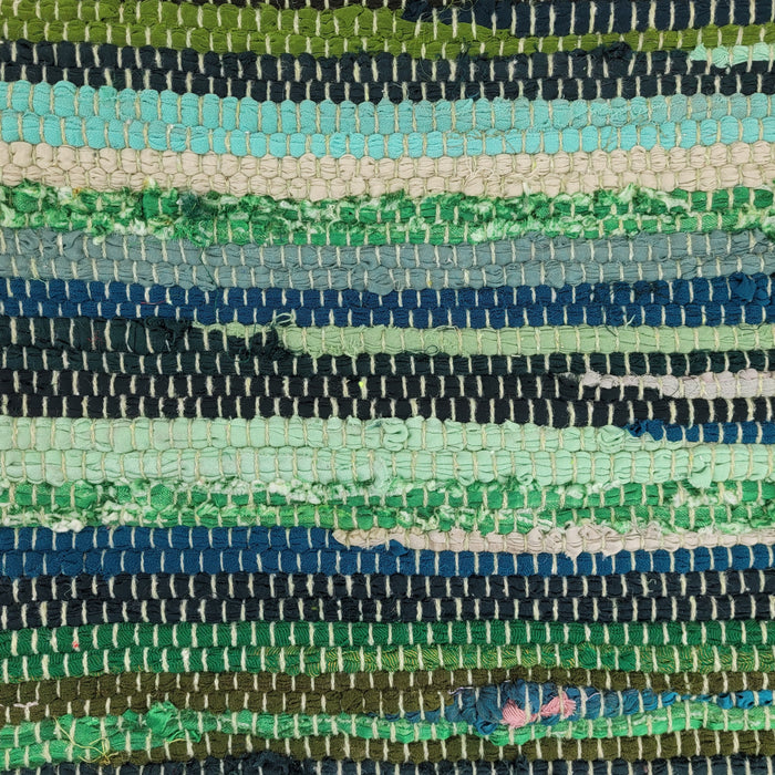 Medium Dari Rag Rug - Natural Greens / Vivid Reds