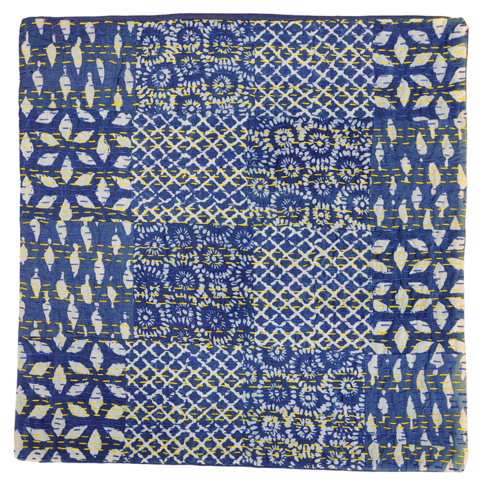 Traditional Blue 'Kantha' Patchwork Cushion Cover