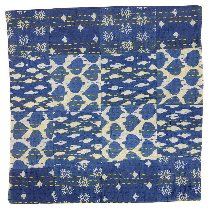 Traditional Blue 'Kantha' Patchwork Cushion Cover