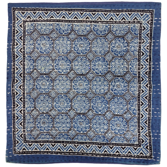 Traditional Blue 'Kantha' Cushion Cover