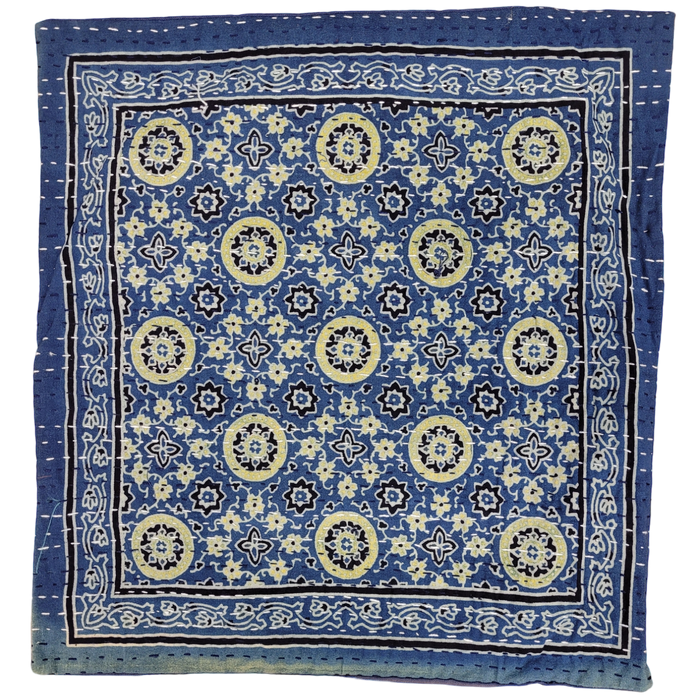 Traditional Blue 'Kantha' Cushion Cover