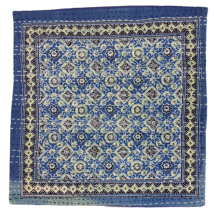 Traditional Blue 'Kantha' Cushion Cover