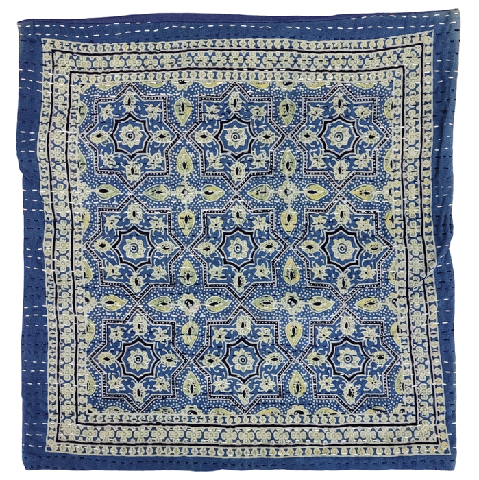 Traditional Blue 'Kantha' Cushion Cover
