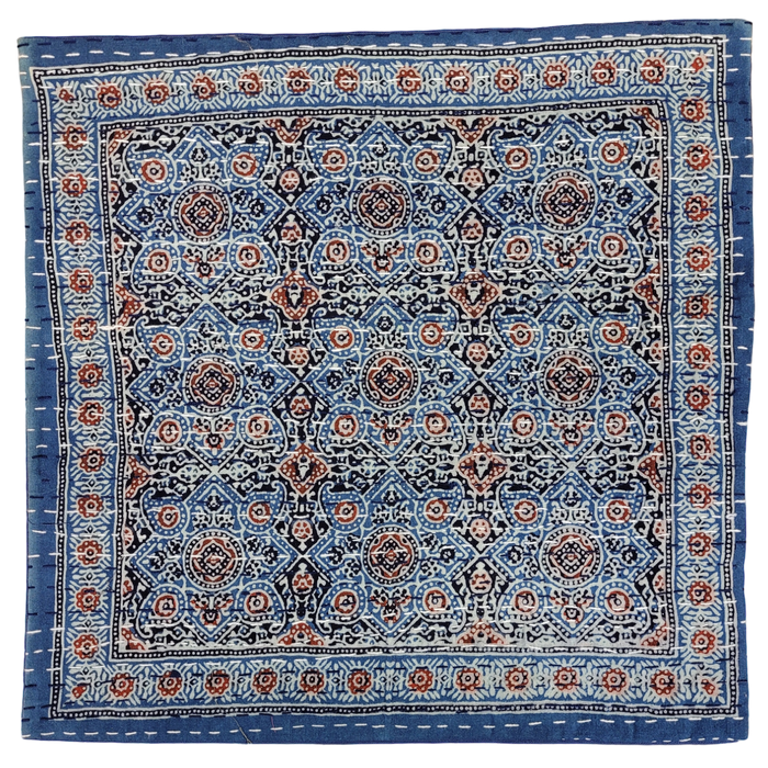Traditional Blue 'Kantha' Cushion Cover