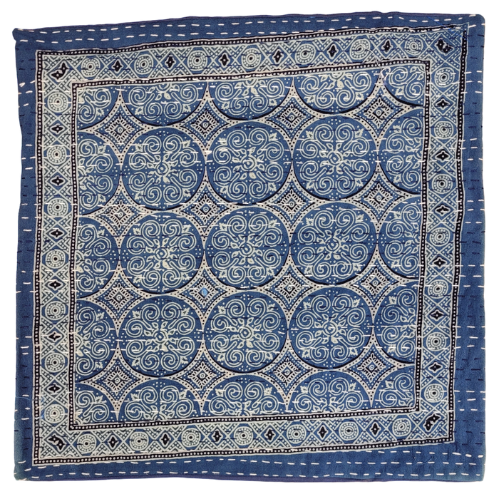 Traditional Blue 'Kantha' Cushion Cover
