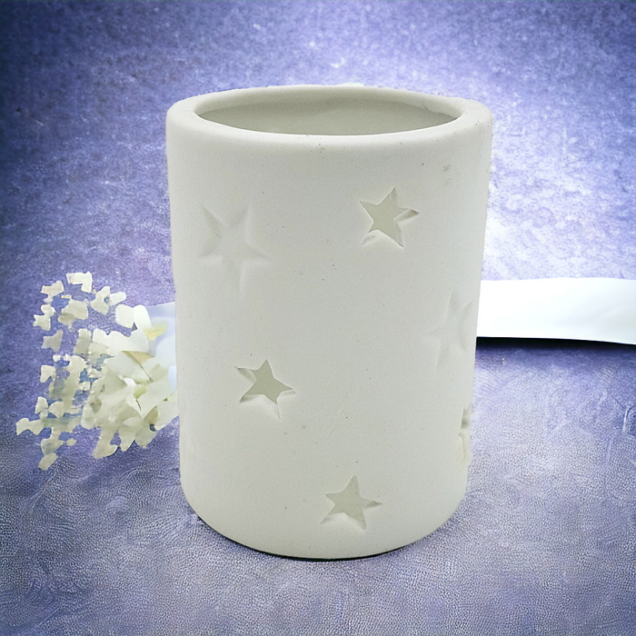 White Porcelain Tealight / Votive Holders - Star Design - Choice of Two Sizes