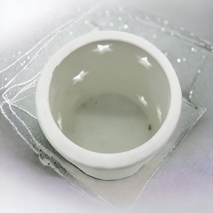 White Porcelain Tealight / Votive Holders - Star Design - Choice of Two Sizes