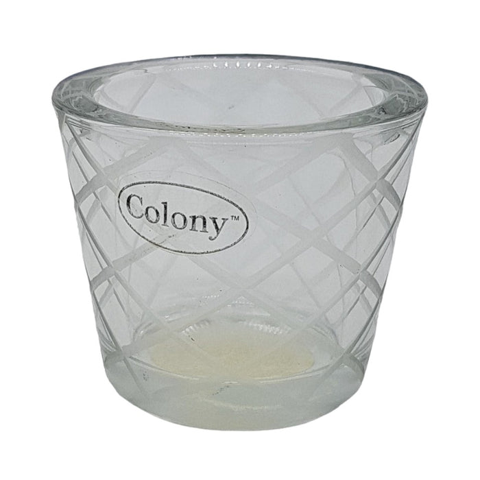 Chunky Glass Tealight Holder - Etched Diamond or Square Pattern