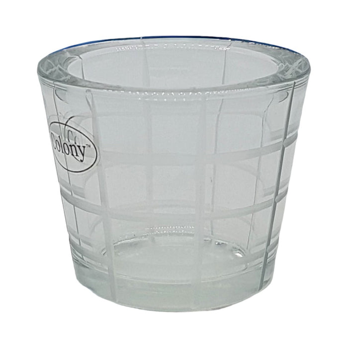 Chunky Glass Tealight Holder - Etched Diamond or Square Pattern