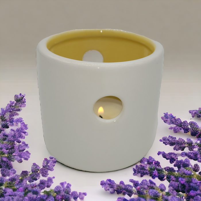 Ceramic Tea Light Holder Lantern with Holes - Choice of Two Colours