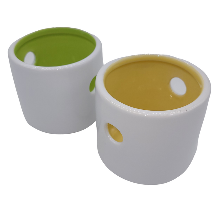 Ceramic Tea Light Holder Lantern with Holes - Choice of Two Colours