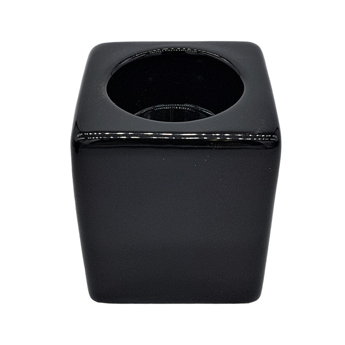 Contemporary Black Square Ceramic Tealight Holder - Short
