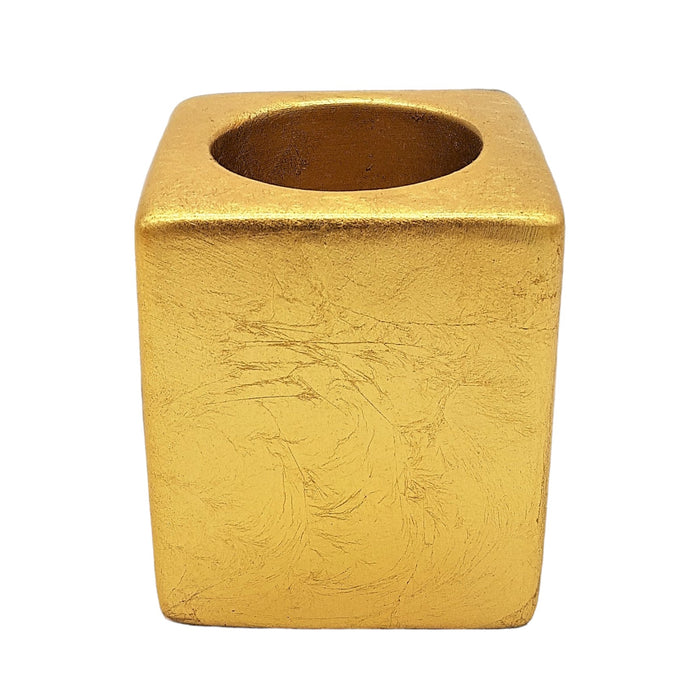 Contemporary Gold Square Ceramic Tealight Holder - Two Sizes