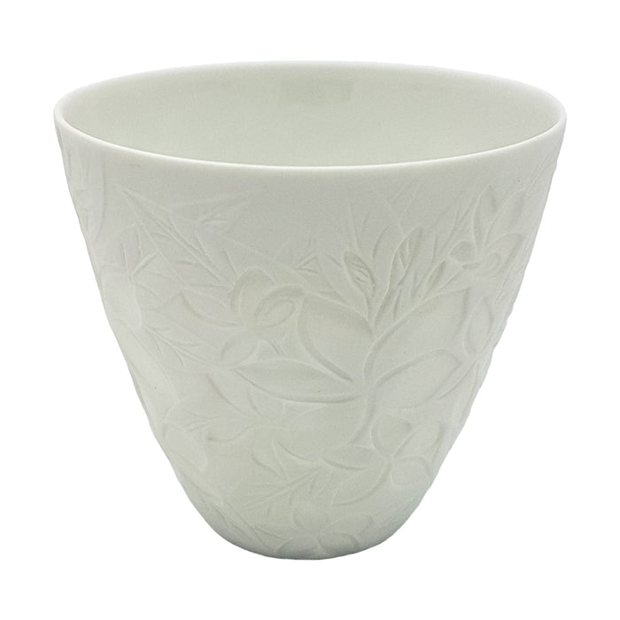 White Porcelain Tealight / Votive Holder - Frangipane Design