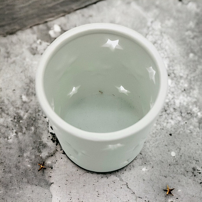 White Porcelain Tealight / Votive Holders - Star Design - Choice of Two Sizes