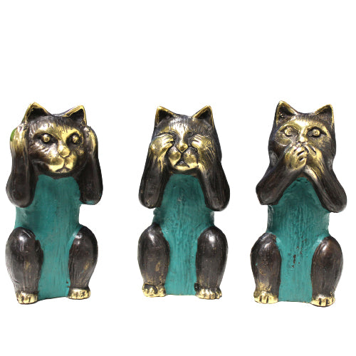 Three Wise Brass Cats - "See No Evil, Hear No, Speak No Evil"