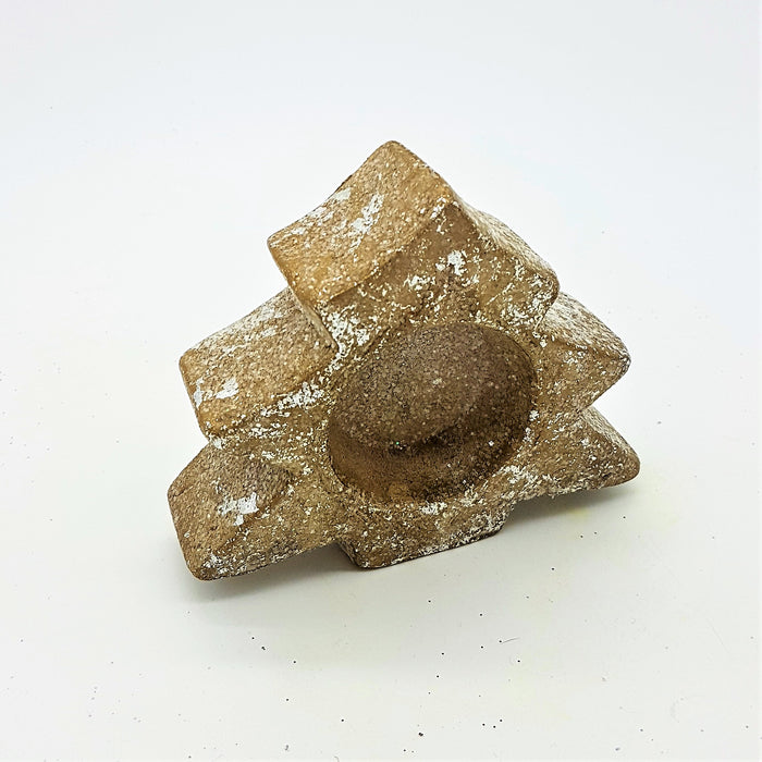 Ceramic Christmas Tree Shaped Tealight Holder with Glitter
