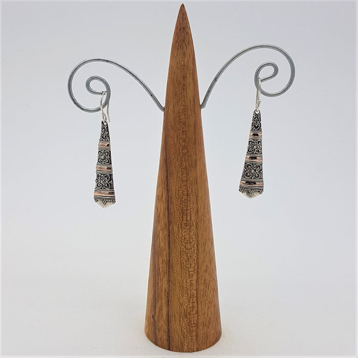 Sterling Silver & 18ct Gold Earrings - Tribal Drop