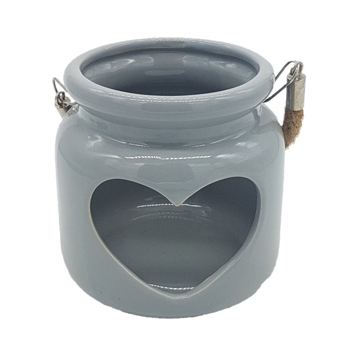 Ceramic HEART Tealight Holder / Wax Melt / Oil Burner - Silver or Grey