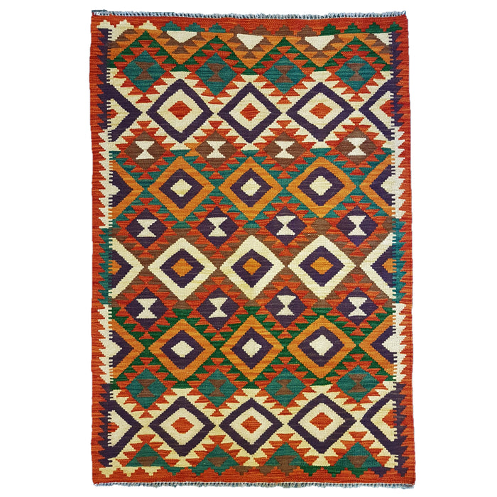 Traditional Afghan Flat-Weave Kilim Rug - 100% Wool (#003)