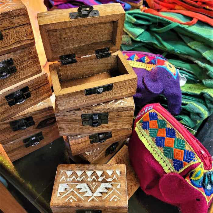 Carved Mango Wood Trinket Box - Slavic Design