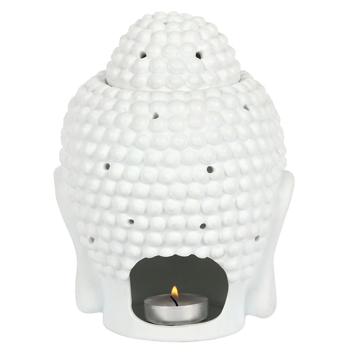 White Ceramic Buddha Head Oil Burner - Two Sizes