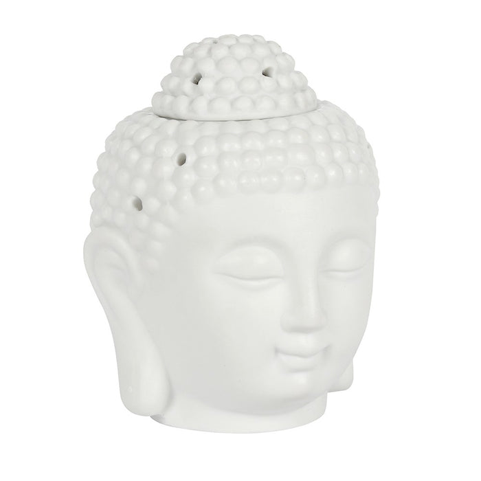 White Ceramic Buddha Head Oil Burner - Two Sizes