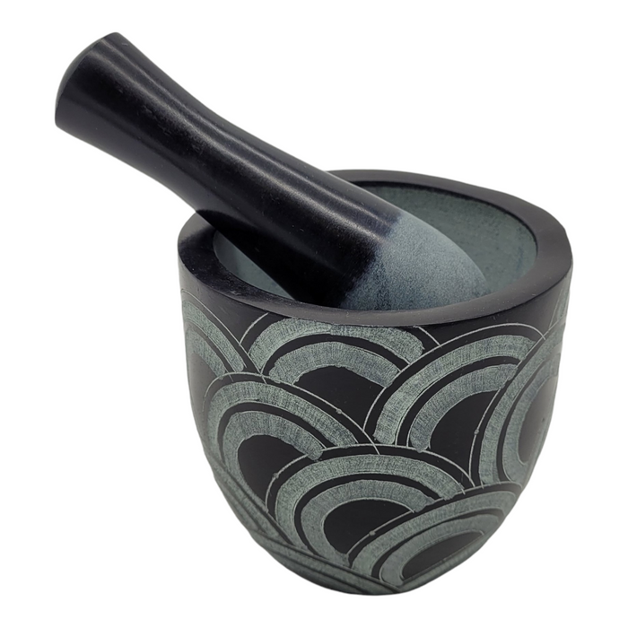 Carved Soapstone Mortar & Pestle - Choice of Two Designs