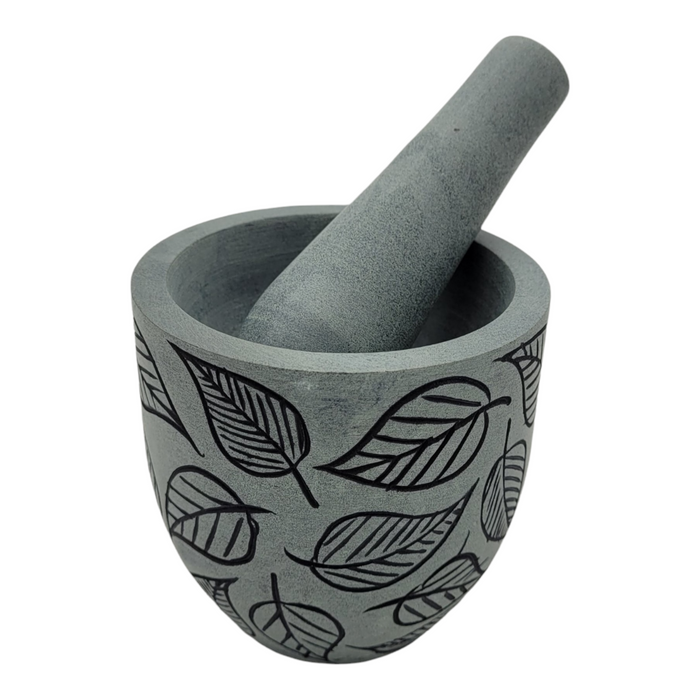 Carved Soapstone Mortar & Pestle - Choice of Two Designs