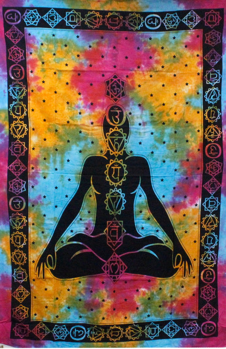 Chakra Buddha Wall Hanging / Bed Throw - Two Sizes