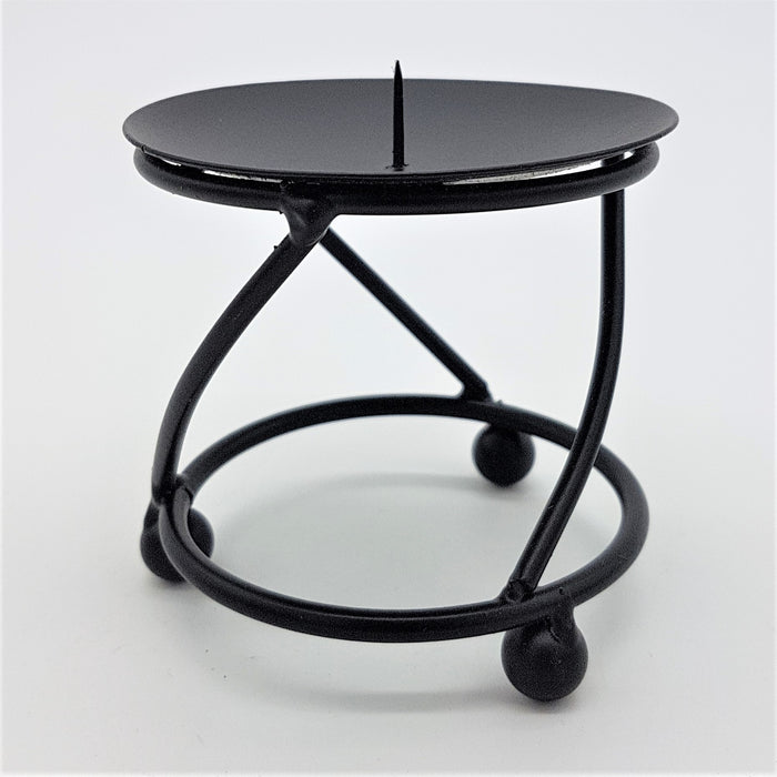 Low Spiral Black Metal Candle Stand - For Pillar / Church Candles