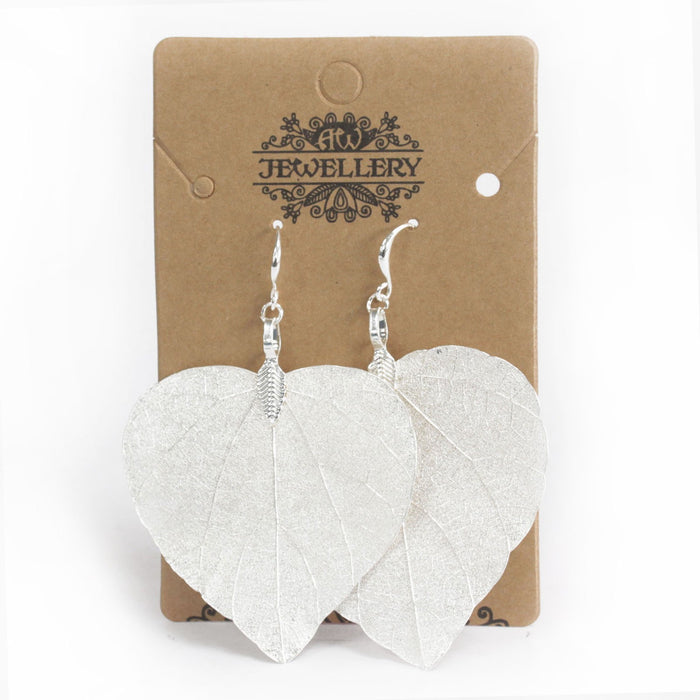 Heart Leaf Earrings - Silver