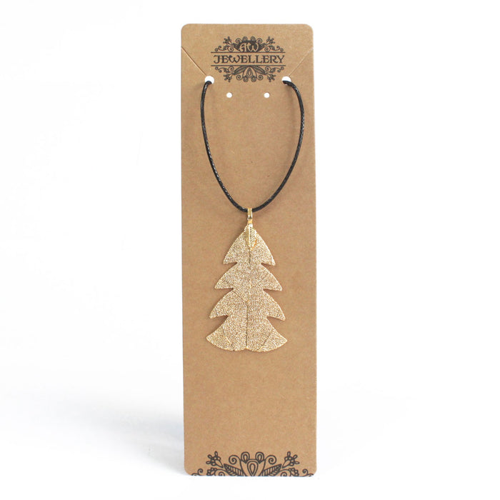 Festive Fir Leaf Necklace - Gold