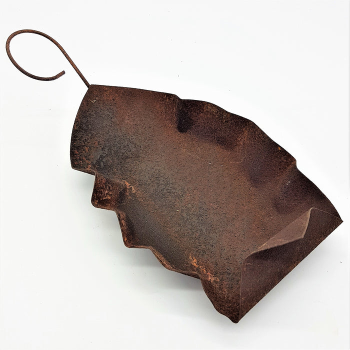 Rustic Hammered Iron Leaf Dish - Small, Curled Stalk