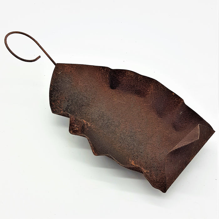 Rustic Hammered Iron Leaf Dish - Small, Curled Stalk