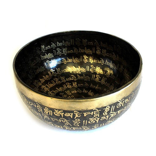 Brass Singing Bowl - Large Tibetan Mantra