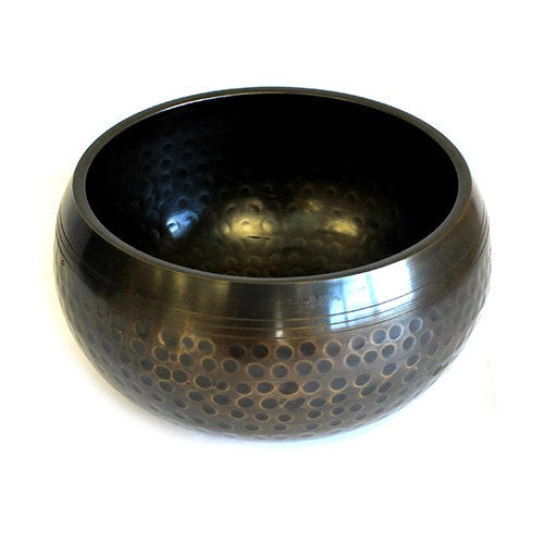 Brass Singing Bowl - Medium Black Beaten