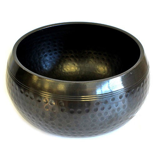 Brass Singing Bowl - Large Black Beaten