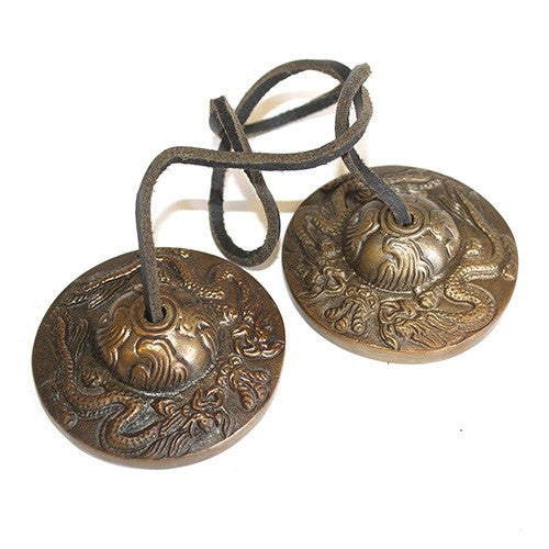 Brass Medium Tingsha Bells - Mazira Dragon