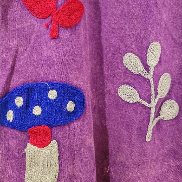 GRINGO FAIRTRADE Embroidered Fit & Flare Tunic Dress - Purple