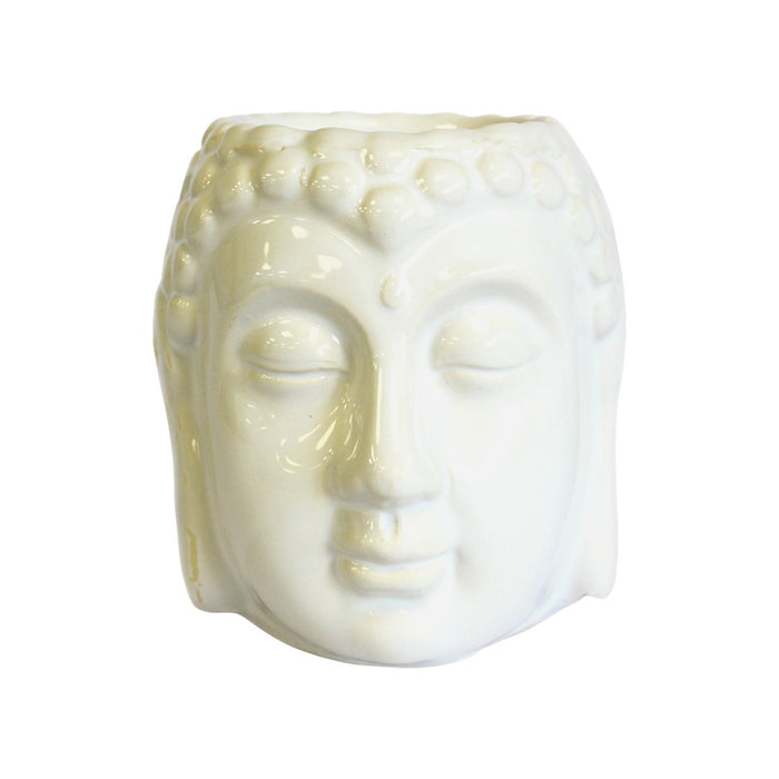 Keramik-Duftlampe - Buddha-Kopf, Weiß
