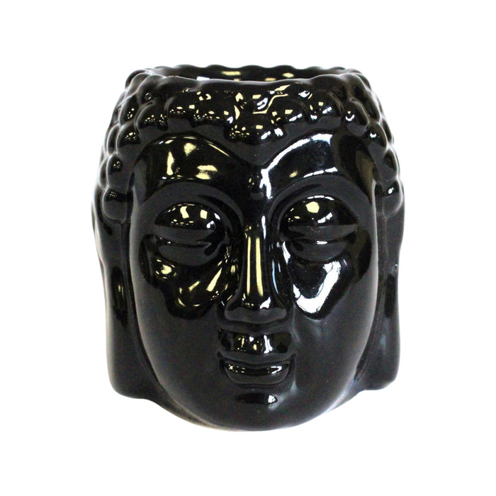 Keramik-Duftlampe - Buddha-Kopf, Schwarz