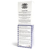 White and navy blue patterned box holding a 120ml glass bottle reed diffuser with lavender fields scent