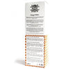 White and orange patterned cardboard box for 120ml reed diffuser with orange melon oil that lasts in a glass bottle