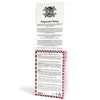 White cardboard box with red and white diamond pattern featuring home logo and 120ml pomegranate nutmeg reed diffuser glass bottle