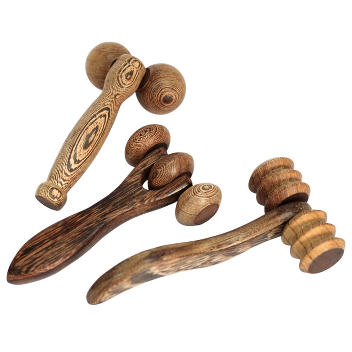 Hölzernes Massagegerät – Geriffelter Handroller