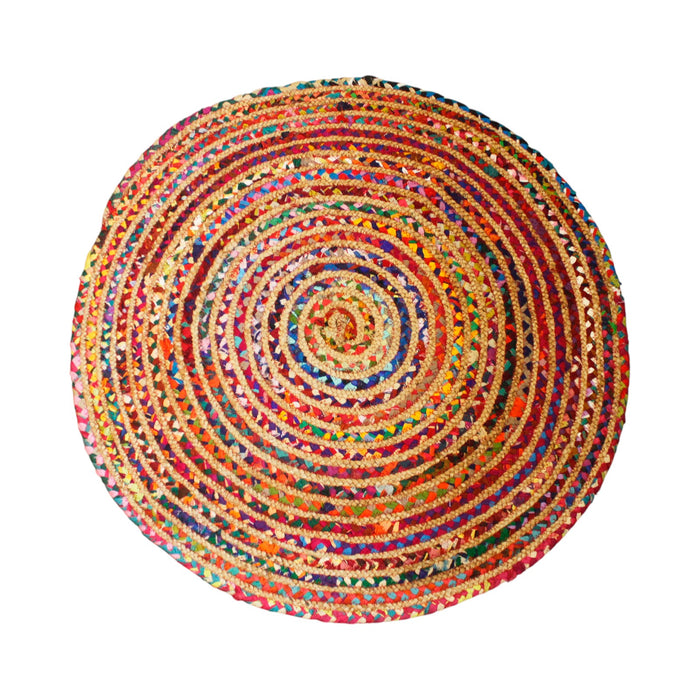 Runder Teppich aus Jute und recycelter Baumwolle – 90 cm