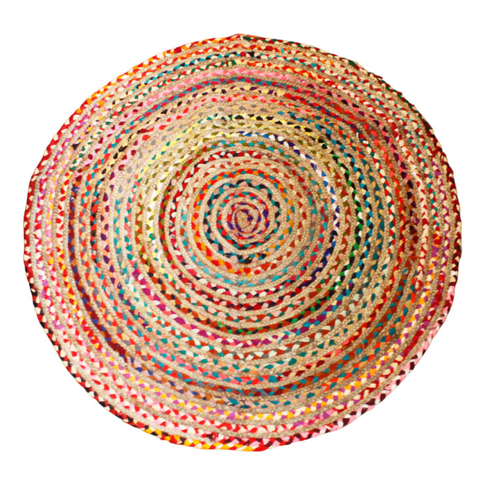 Runder Teppich aus Jute und recycelter Baumwolle – 120 cm