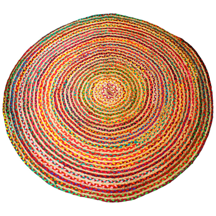 Runder Teppich aus Jute und recycelter Baumwolle – 150 cm